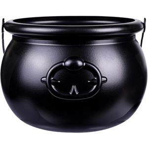 DIYDEC 8'' Halloween Large Cauldron Black Plastic Witch Cauldron Kettle Halloween Pot Bucket Candy Bowl for Halloween & St. Patricks Day Party Favors Decor Trick or Treat