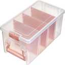ArtBin Semi Satchel Portable Craft Organizer with 3 Dividers - Clear Plastic Storage Case for Art & Craft Supplies (Pack of 1, Rose Gold)
