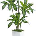 Artificial Dracaena Tree Artificial Silk Tree Faux Tree Fake Tropical Yucca Floor Plant with White Tall Planter (1, White Tall Planter, 5FT)