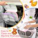 Domensi 3 Sets Kids Porcelain Plates with Silicone Sleeves 8.2 Inch Divided Porcelain Plate Toddler White Suction Dishes for Baby Troubleless Eating Microwave Dishwasher Safe (Classic)