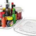 Yieach Clear Refrigerator Lazy Susan Turntable, 15.7''x11.8'', Rectangular Fridge Turntable Organizer, Large Rotating Fridge Tray for Kitchen, Countertop, Pantry, Cabinet, Jars and Condiment Organizer, 1 Pack