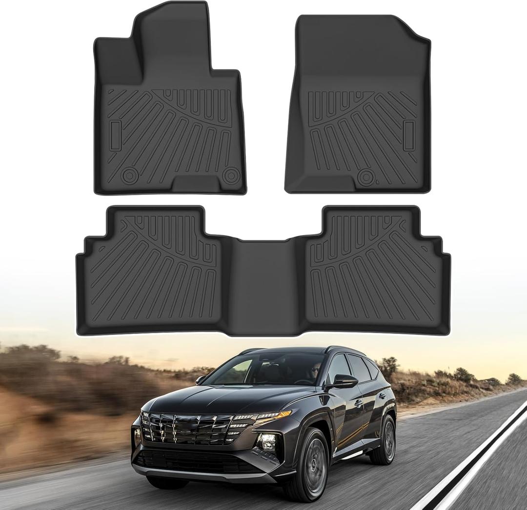 Powerty Floor Mats for 2022-2025 2026 Hyundai Tucson(Non-Hybrid Models) Accessories All Weather Floor Liner 3D TPE 1st & 2nd Row Floor Mat Heavy-Duty Floor Liners(NOT for Hybrid)