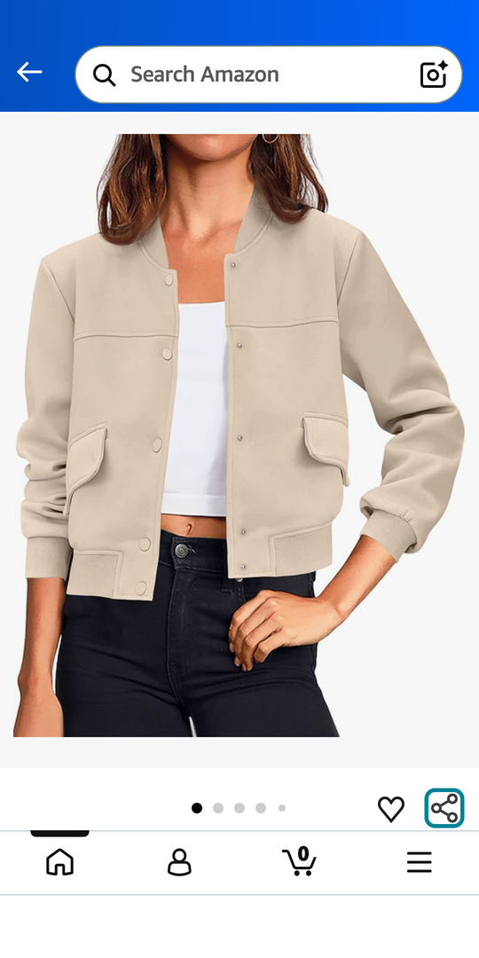 Tankaneo Womens Cropped Bomber Jackets Casual Button Down Long Sleeve Stand Collar Varsity Shacket Coats size XL