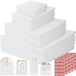 200 Pack Foam Pouches,4 Sizes Cushion Foam Pouch for Moving, Packing, Transportation and Storage, Moving Supplies Incidental Fragile Stickers(14x14 Inch, 12x12 Inch, 12x7.5 Inch, 7.5x7.5 Inch)