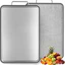 Stainless Steel Cutting Board for Kitchen, 17" x 11" Large Heavy Duty Chopping Board with Juice Grooves, Double Sided Defrosting Tray, Non-Slip Rust Resistant, Dishwasher Safe