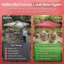 Flexzion Gazebo Cover Replacement Canopy Top 10x10 Ft (3m x 3m) - Double Tier Top Canopy Cover Replacement with UV30+, Dirt, Water Resistant for Outdoor, Sunshade, Garden, Patio, Pavilion (Red)