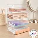 STORi 4-Compartment Clear Plastic Organizer, Rectangular Divided Makeup and Vanity Storage Bin, Use Upright for Eyeshadow Palettes, Made in USA