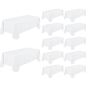 Fivenl 12 Pack White Tablecloth 60 x 102 Inch, Bulk 6 Foot Rectangle Table Clothes, Washable Polyester Fabric Table Covers for Wedding, Party, Reception, Banquet