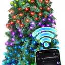 HOLLO STAR 6 ft Prelit Christmas Tree with 247 LED Lights, App Control, Artificial Pencil Christmas Tree with Multi-Color RGBW Lights, 715 Branch Tips, Skinny Xmas Tree, Metal Base, for Home, Party