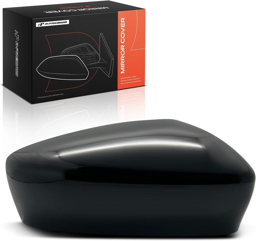 A-Premium Passenger Side Rearview Mirror Cover Cap - Compatible with Mazda 3 2014 2015 2016 2017 2018 Sedan - Smooth Black, Built in Japan