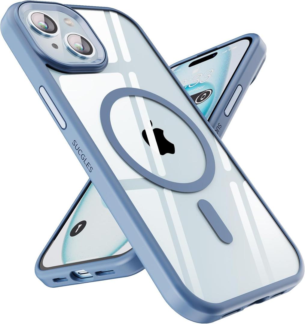 SUCGLES for iPhone 15 Plus Case with MagSafe [Ultra Strong Magnetic] [12FT Military Drop Protection] [Shockproof Bumper] Slim Thin Mag Safe Phone Cover 6.7" for Apple 15plus (Sierra Blue)