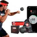 Boxing Reflex Ball with Punch Counter App, Fun Punch Game with Headband, Hand Eye Coordination Training | Boxing Equipment, Fitness Gift Ideas for Teen Boys and Anyone into MMA Training (Black)