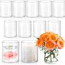 UPBUD 4 Inch Small Glass Cylinder Vases for Centerpieces | 12pcs Clear Flower Vase for Wedding Decorations, Floating Candle Vases in Bulk, Hurricane Candle Holders for Table, Home Dcor