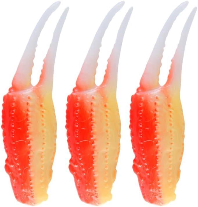 BESTonZON 3PCS Supplies Simulation Crab Claws, DIY Artificial Faux Crab Claws Simulated Toy, Shrimp Model Decor Realistic Crab Claw Toy Adorable Fake Crab Leg Dining Table PVC Accessories (12.50X3.50X2.00CM)