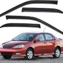 Lightronic Extra Durable Outside-Mount Auto Vent Window Visor, Fits 2003-2008 Toyota Corolla Sedan, UV Protection Rain Guard, Original Wind Deflector, No-Drill Easy Install, Dark Smoke, 4-Pcs