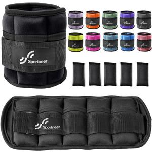 Sportneer Adjustable Ankle Weights 1 Pair 2 4 6 8 10 lbs Leg Weight Straps for Women Men, Weighted Ankle Weights Set for Gym, Fitness, Workout, Walking, Jogging, 1-5 lbs Each Ankle, 1 Pair 2-10 lbs (Black)