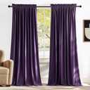 NICETOWN Purple Velvet Blackout Curtains, Solid Heavy Matt Rod Pocket Drapes/Window Treatments for Hall, Theater (2 Pieces, 96 inches Long)