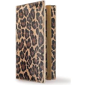 Zreal Checkbook Cover for Women, Dark Leopard — Premium Vegan Leather Holder for Personal Checks, Slim Design with Pen Loop, Clear Divider, Fits Top & Side-Tear Duplicate Checks0.35"D x 7"W x 3.5"H