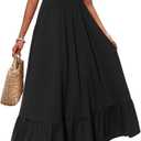 Zeagoo Women Summer Maxi Dress with Pockets 2025 Spaghetti Strap Sundress Casual Flowy Boho Dress Floral Tiered Beach Dress (Black, XXL)