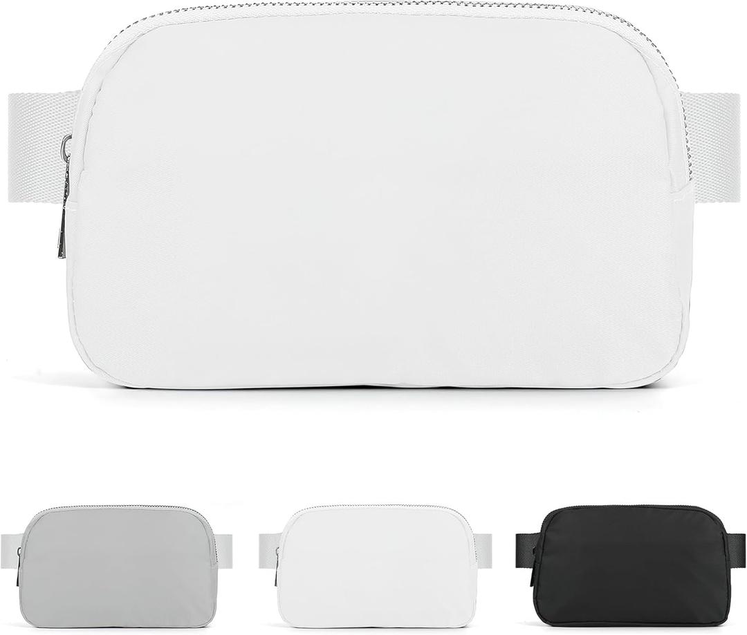 Fanny Pack Black Belt Bag for Women and Men, Fashionable Waterproof Waist Pack with Adjustable Strap for Traveling, Hiking, Jogging, Cycling (White)
