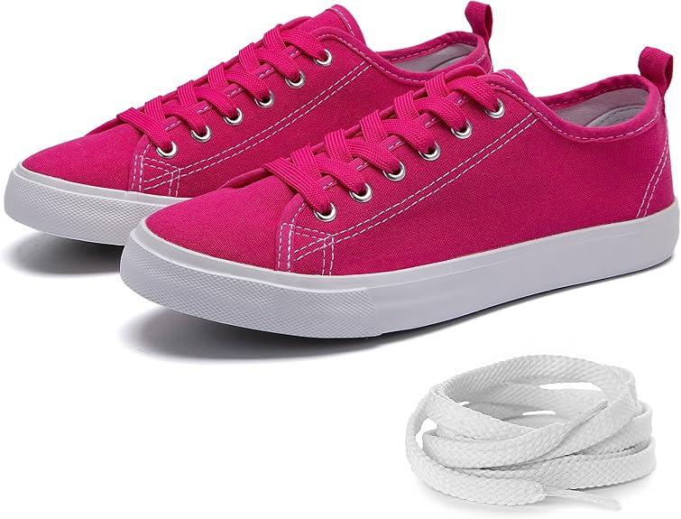 Sneakers for Women Tennis Shoes Canvas Shoes for Women Canvas Sneaker Casual Work (7, Pink)