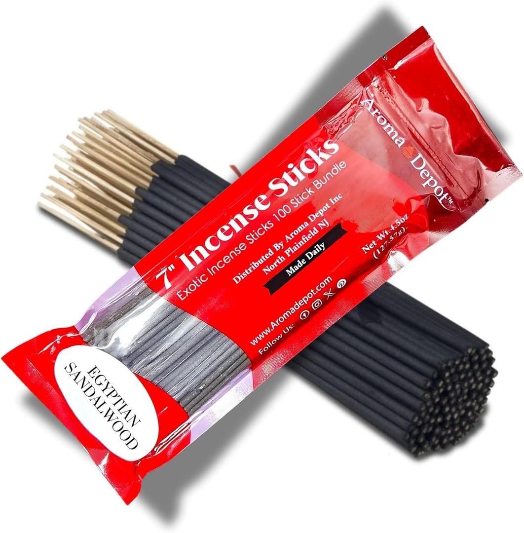 Egyptian Sandalwood Most Exotic Charcoal Incense Sticks. Approx. 85 to 100 Sticks Per Bundle, Length - 7 Inches, Each Natural Stick Burns for 35 to 45 mins Each. Long Lasting
