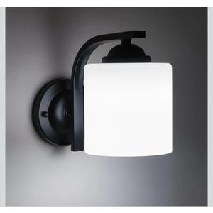 CANMEIJIA Wall Sconce 1 Light, Modern Wall Light Fixture, Bathroom Vanity Lights with Matte Black Wall Lamp for Bedroom Kitchen Hallway Porch, Milky White Glass Shades, E26 Socket, Bulbs Not Included