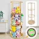 Rotatable Wooden Stuffed Animal Storage with Turntable and Elastic Band, Easy to Install, Wooden Cute Zoo Toy Holder for Toddler Rooms, Playrooms & Bedrooms