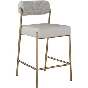 Meridian Furniture 587Taupe-C Carly Collection Modern | Contemporary Faux Leather/Boucle Fabric Upholstered Counter Stool, 19" W x 22.5" D x 37" H, Taupe