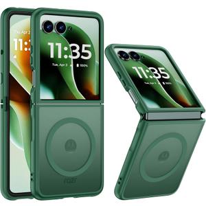 LEKEVO Magnetic for Motorola Razr Ultra 2025 Case, Compatible with Magsafe, Translucent Matte, TPU Bumper Protective Slim Soft Case for Moto Razr Ultra 2025, Green
