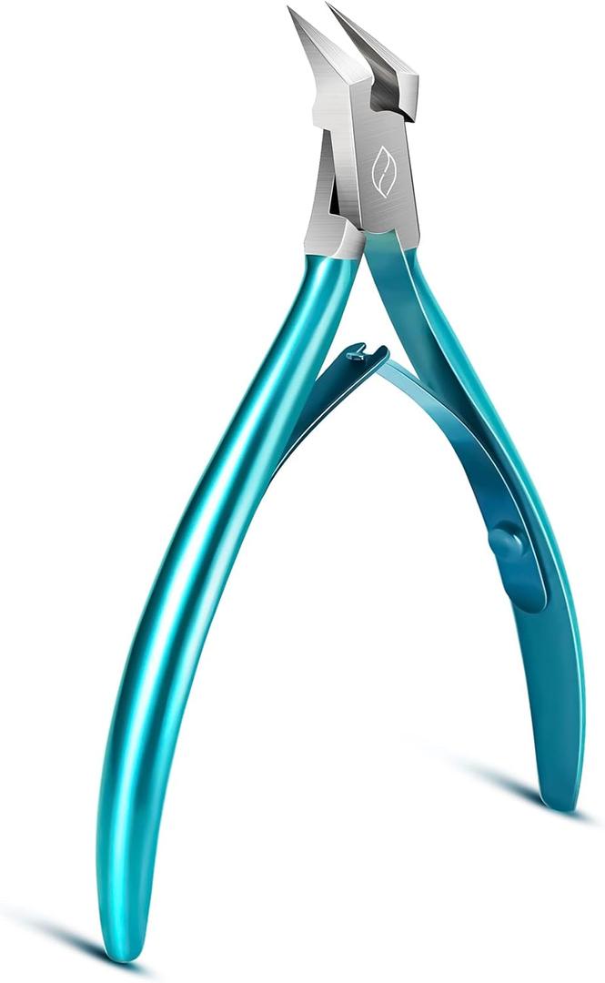 FERYES Toenail Clipper Straight Blade for Ingrown and Thick Nails - Stainless Steel and Sharp Pointed Tip Ingrown Nail Clipper  Wide Jaw Toe Nail Cutter Podiatry Tool Peacock Green (1 PCS Blue Straight Blade)