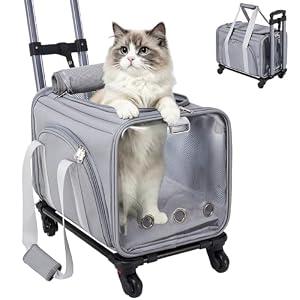 Soft Cat Carrier with Detachable Wheels Expandable - Dog Carrier Foldable Pet Carrier for Cats and Dogs for Travel Outdoor Camping Indoor