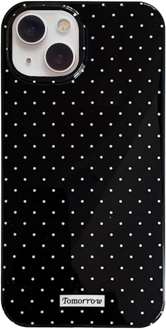 inewateri Compatible with iPhone 13/iPhone 14 Case with Cute Fashion Polka Dot Aesthetics Design Simple Case for Soft TPU Slim Protection Case for iPhone 13/14-Black