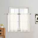 Gwine Ivory Curtains 36 Inch Length, Light Filtering Short Half Window Curtains Over Sink, Jacquard Leaf Tufted Textured Sheer Curtain for Bathroom Basement RV Camper, 42" Wx36 L, 2 Pieces