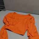 GEMBERA Women's Long Sleeve Crop Tops Scoop Neck Fitted Basic Workout Tee (Medium, Orange)