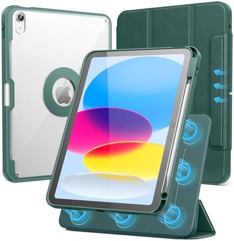 SPARIN Case for iPad A16 11th/10th Generation 2025/2022 (11"/10.9") with Pencil Holder, Magnetic Detachable Hybrid Stand, Portrait/Landscape Angle, Auto Wake/Sleep-Midnight Green