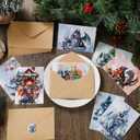 32 Pcs Dragon Christmas Cards with Envelopes and Stickers Holiday Funny Christmas Cards Bulk 8 Charming Designs Assorted for Men Women Xmas Holiday Gifts