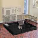 Rabbit PlaypenSmall Animal Cage with Waterproof Mat, 48" L*48" W*24" H Metal Hedgehog with Door, C&C Cage for Guinea Pigs, Bunny, Hedgehogs, Chinchillas(Playpen Only)