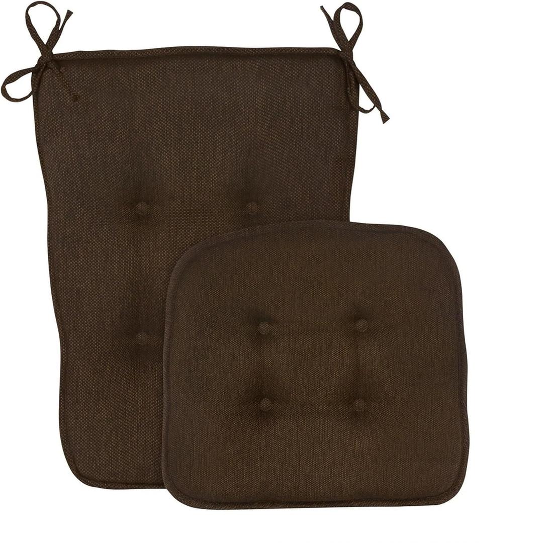 Klear Vu Embrace Rocking Chair Cushions for Living Room, Nursery, or Home Office, Tufted and Non-Slip Pads, 2 Piece Set, Seat 16"x15" and Seat Back 24"x17", Chocolate