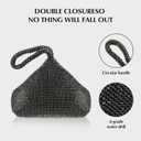 Rhinestone Clutch Purses Evening Handbags for Women's Vintage Elegant Triangle Purse for 1920s Party Wedding (Large Black Diamond)