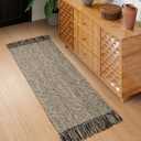 Collive Hallway Runner Rug, 2x5 Washable Natural/Black Modern Entryway Runner Rug Hand-Woven Cotton Boho Kitchen Runner Rugs for Bedroom Laundry Room Rug Front Door Farmhouse Bathroom Rug Outdoor