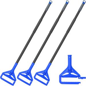 KeFanta 60 Inch Mop Handle Commercial Heavy Duty,Industrial Metal Mop Stick Replacement Quick Change,Wet Mops Head Replacement Holder for Floor Cleaning,3 Pack (Blue)