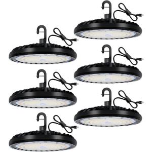 hykolity 6 Pack LED High Bay Light 200W, 5000K UFO LED High Bay Light Fixture with US Plug [600W MH/HPS Equiv.] 120-277V, 26,000lm,IP65 Commercial Warehouse Area Light for Wet Location