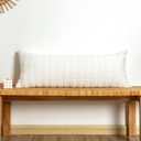 Corduroy Lumbar Pillow Cover 14x36 inch, Cream White Decorative Chic Cozy Long Pillow Cover Soft Luxurious Pillow Case Home Decor for Sofa Bed Room Livingroom, ONLY 1 Cover