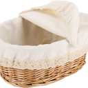 YAHUAN Round Bread Basket Serving Woven Bread Baskets Wicker Basket Sourdough Proofing Basket with Removable Liner and Cover (Wicker)