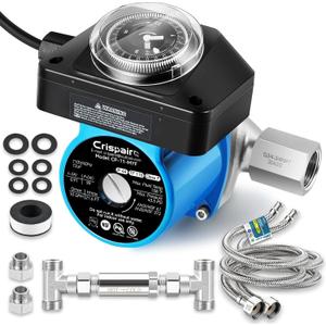 Instant Hot Water Recirculating Pump Kit with 304 Stainless Steel Bypass Valve for Tank Water Heaters Includes All Installation Components, And 20-Inch PEX Supply Lines for Potable Water