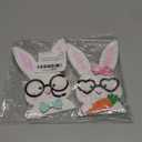 2Pcs Easter Decorations Indoor Bunny Couple Wooden Centerpieces for Tables Rustic Farmhouse Wood Table Sign Cute White Rabbit with Glasses Blocks Spring Home Decor Tiered Tray Office Desk Mantle Shelf