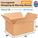 Medium Moving & Shipping Boxes 14x10x6 inches (10-Pack) - Extra Strength 200 lb vs Regular - USA-Made Corrugated Cardboard Boxes for Delivery - Box for Shipping & Packaging by IDL Packaging