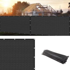 Black 6' x 15' Privacy Screen Fence Windscreen Heavy Duty Mesh Shade Net Cover with 93% Blockage for Deck, Patio, Backyard, Outdoor Pool, Porch, Railing, Apartment