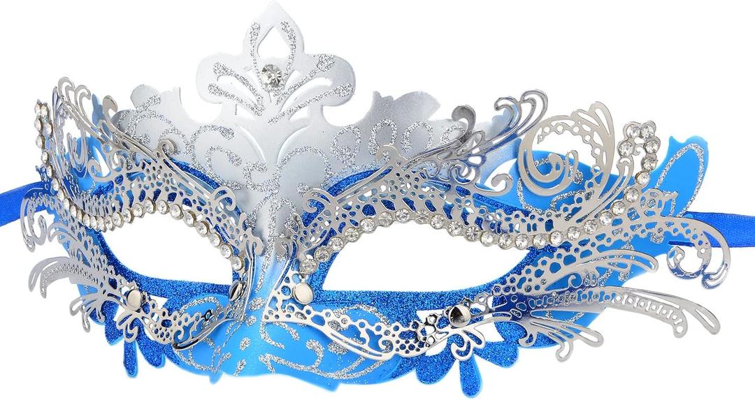 Hoshin Masquerade Mask, Mardi Gras Deecorations Venetian Masks for Womens (Blue & Silver)